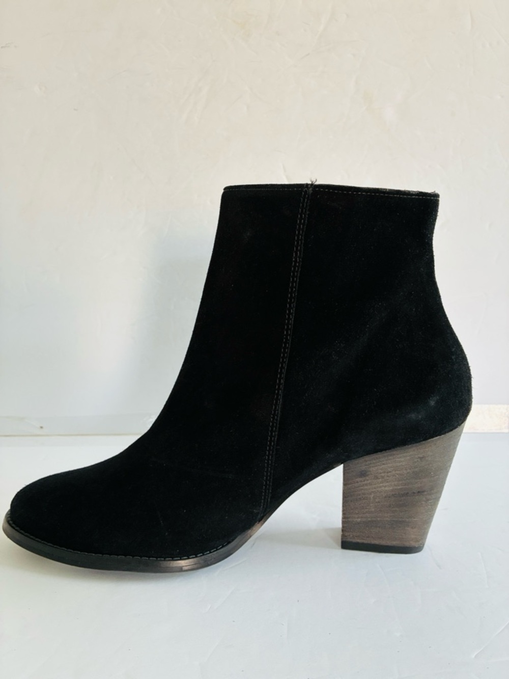PAUL GREEN $550 Reya Suede Ankle Boot Side Zip Chunky Stacked Heel Size 8.5 NEW - Picture 4 of 7